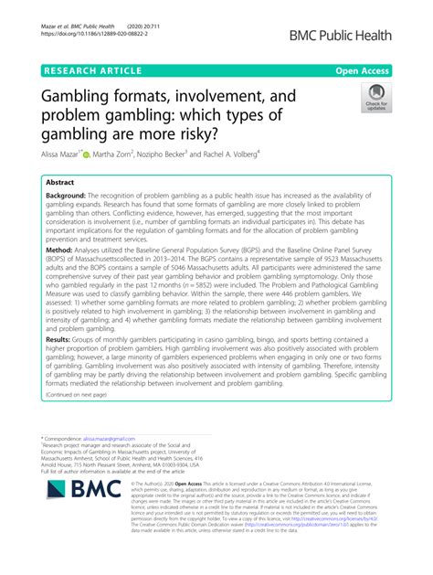 Gambling formats, involvement, and problem gambling: which .